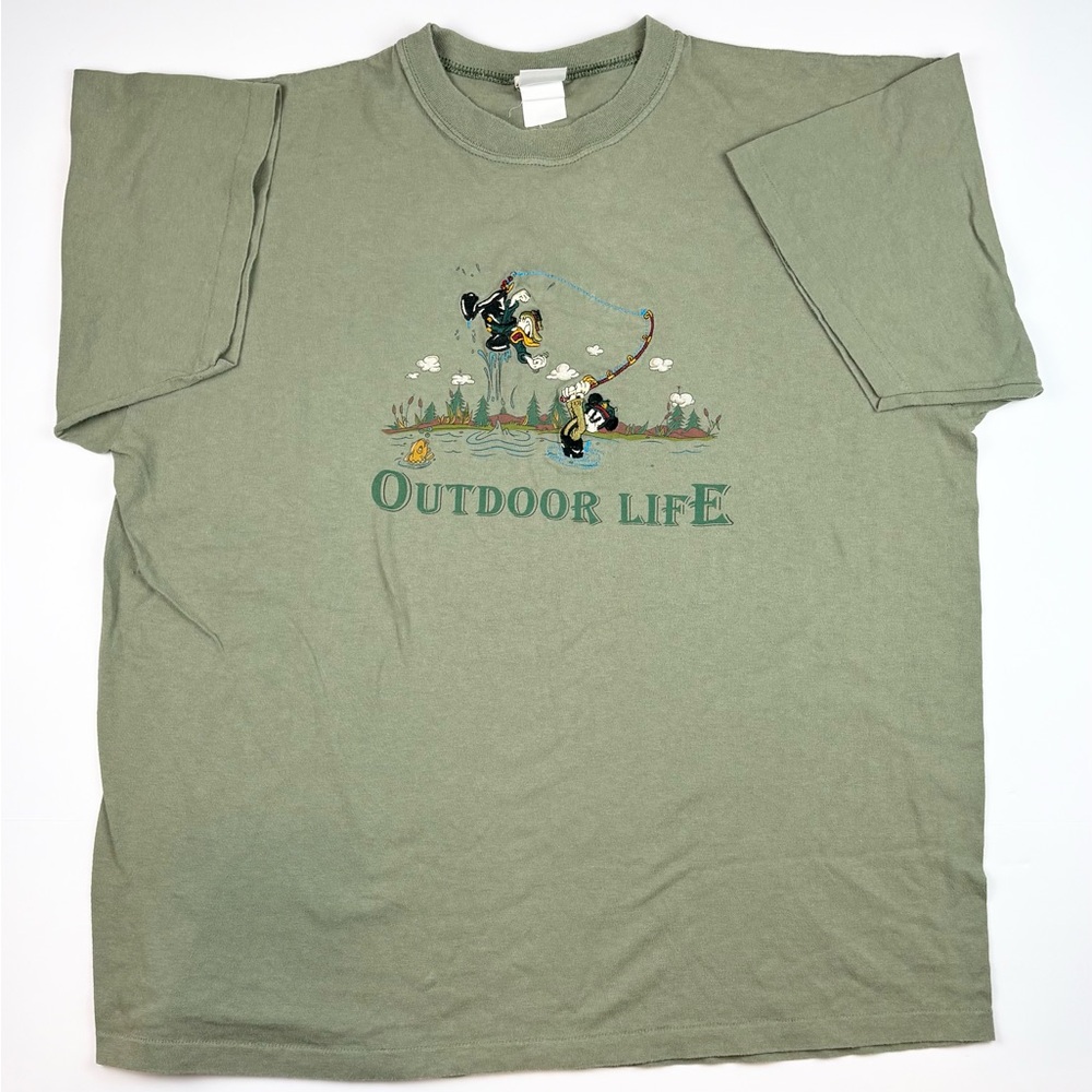 Vintage Disney Outdoor Life Embroidered Men's Shirt 1990s Mickey Mouse Sz L, XL